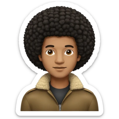  Afro slight smile and black skin color emoji male sticker