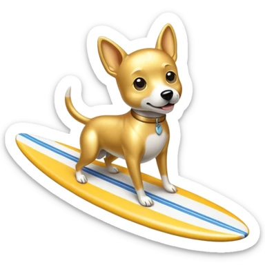 Gold dog on surf board sticker