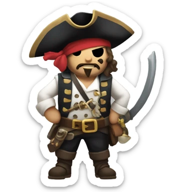 A Sea of Thieves style emoji featuring a small pirate with a tricorn hat, holding a sign that reads 'Makishiro10'. The pirate has a mischievous grin and a transparent background sticker