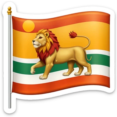 A flag with three horizontal color that upper is Green , middle is White and in down red color, in the White line is a lion and sun that sunrises from back of lion in the middle line  sticker