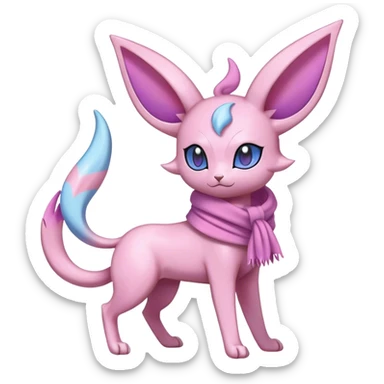 Shiny Cool Sparkly Cute Espeon-Sylveon-Fakemon-hybrid-fusion with a scarf full body sticker