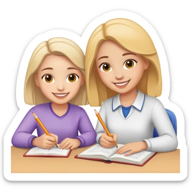 make a image of 2 girls studying  sticker