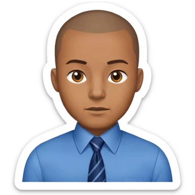 Man with brown buzz cut with a blue shirt and navy tie  sticker