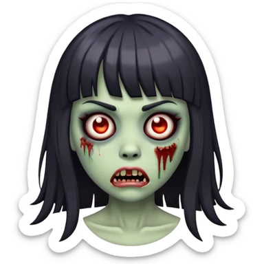 Female zombie emoji noirette with bangs  sticker