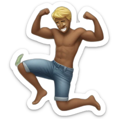 Shirtless guy dancing under raining money  sticker