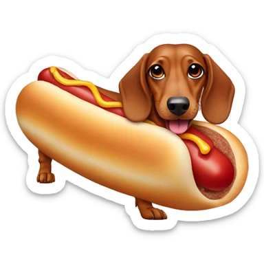 Dachshund in hot dog costume  sticker