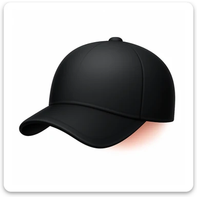 Make a black hat emoji exactly like the reference image, in iOS emoji style. Same shape, color, and texture, smooth and shiny. Add a slight blush to the hat. The style should resemble iOS emoji style. sticker