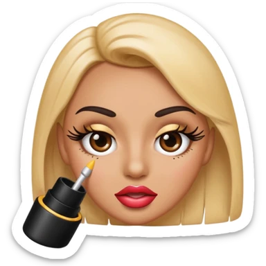 Emoji face with lashes and nails with big lips rolling their eyes sticker