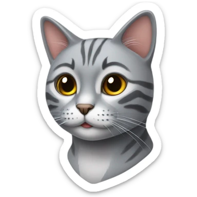 gato gris solo la cara seria sticker