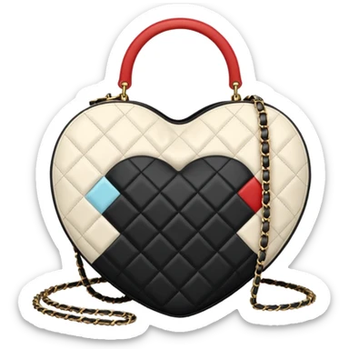 chanel heart shape bag white color bag sticker