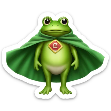 Stuffed frog wearing a cape sticker