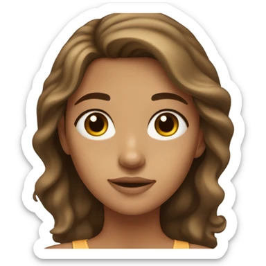 a girl with brown slightly wavy hair, hazel eyes, and tan skin  sticker