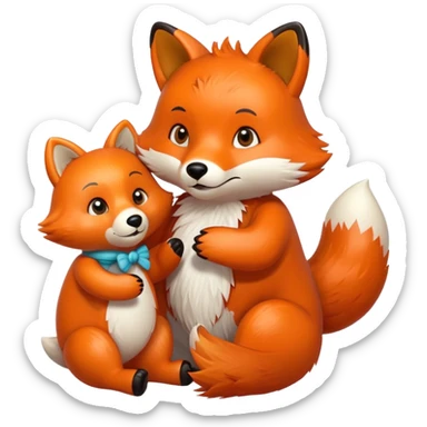 Fox with toy bear sticker
