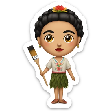 body frida kahlo kid with paintbrush sticker