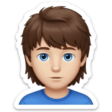 Brown hair with fluffy bangs and blue eyes boy sticker
