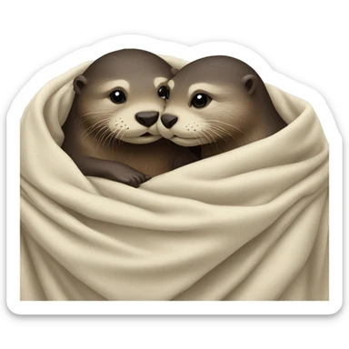 Otters kissing under a blanket sticker