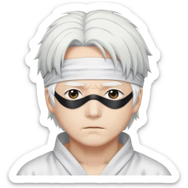 Satoru Gojo anime character with white hair and blindfold sticker