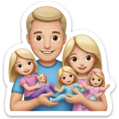 father and daughter playing with dolls sticker