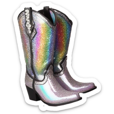 Iridescent Diamond gemstones bedazzled glitter cowboy boots Betsy Johnson sticker