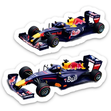 Red bull formula 1 car on top of Mercedes formula 1 car sticker
