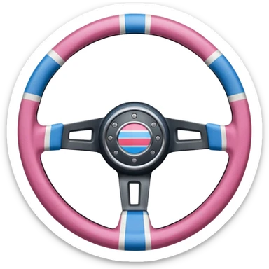 steering wheel with transgender pride flag colors sticker