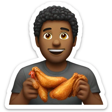 A men eating a chicken wing sticker