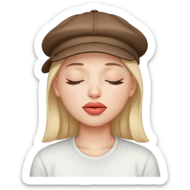 Horny bite lips and closed eyes wear eyes and to wear a cap opposite  sticker