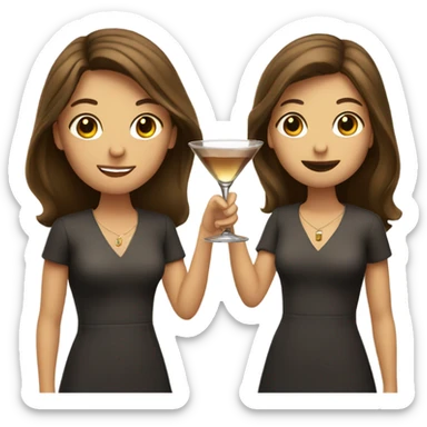 Two girls with brown hair each holding a martini sticker