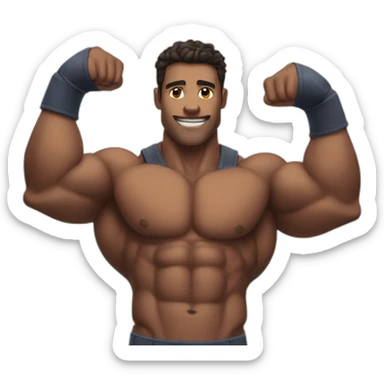 muscular guy flexing his muscles sticker