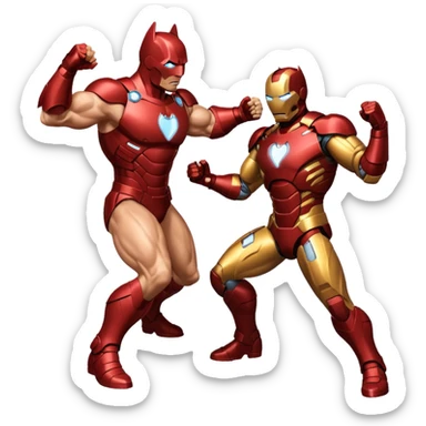 Make batman fighting iron man sticker