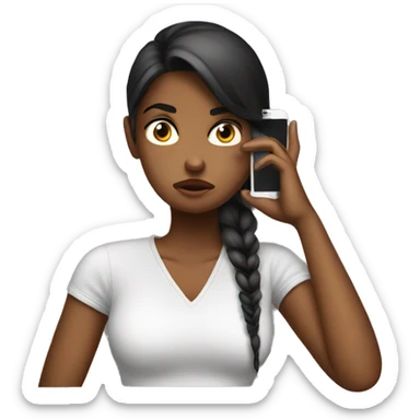 girl annoyed by boyfriend on phone sticker
