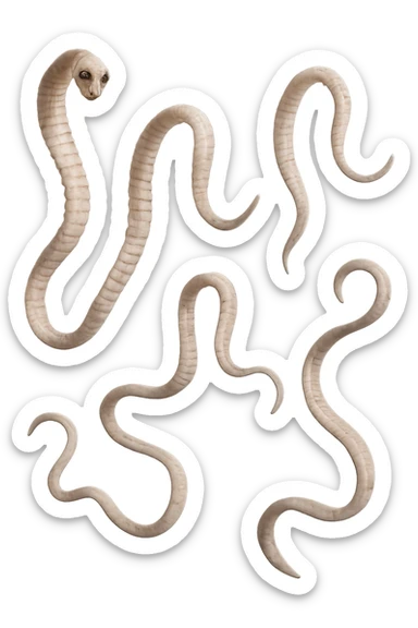 CINQUE PARASSITI COME LA TENIA FLUTTUANO IN ARIA, iperrealistico 4k sticker