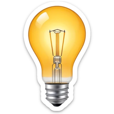 incandescent light bulb with glowing filament sticker