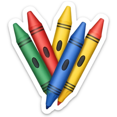 Single colorful crayon with a happy face sticker