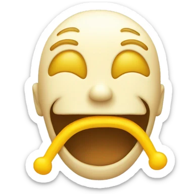 Smiling emoji with yellow bone in its mouth sticker
