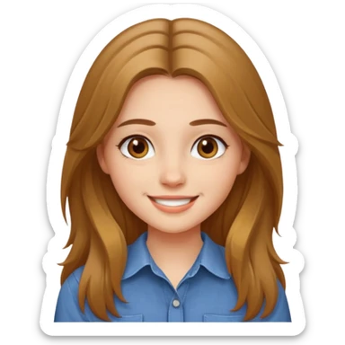 create a girl with hazel long hair, hazel eyes and beautiful smile sticker