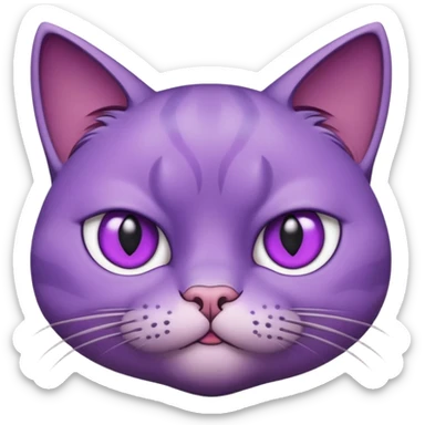 Annoyed, eye-rolling purple emoji cat face sticker