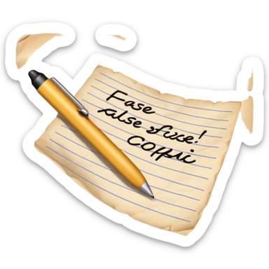 a hand writing 'false' on a piece of paper sticker