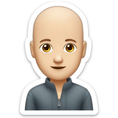 Almost bald man with girl sticker