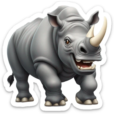 Muscular and angry rhinoceros sticker