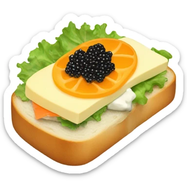 open sandwich with caviar and butter sticker