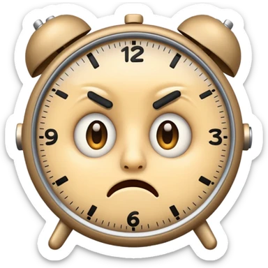 insomnia emoji with wide open eyes, clock in background, anxious expression sticker