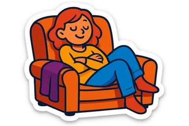 comfort, vibrant cartoon style, relaxed expression sticker