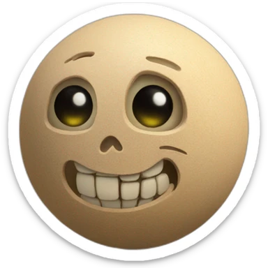 3d sphere with a cartoon decisive sandstone Skeleton skin texture with elite eyes sticker