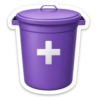 purple trash bin with Swiss cross, sticker-like design sticker