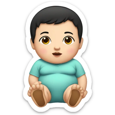 Cute fat baby with black hair  sticker
