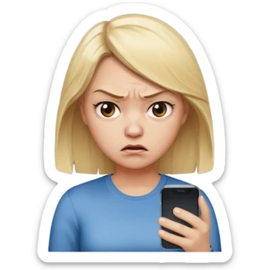 Sad blonde woman who hates her bitch ass phone  sticker