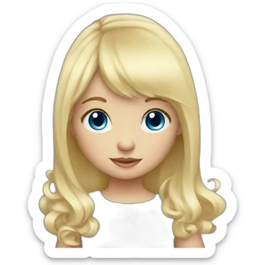Blond baby girl with long hair blue eyes and bangs sticker