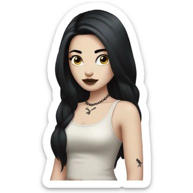 Pale girl with black hair arm tattoos sticker