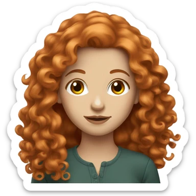 Beautiful pale redhead women with long curly hair  sticker